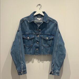 Topshop Blue Cropped Denim Jacket